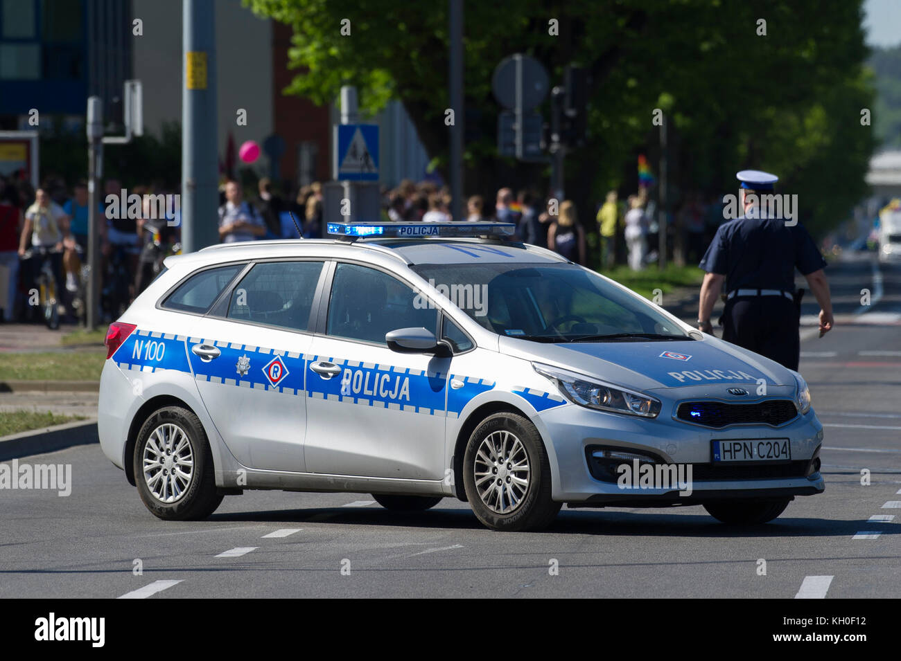 Polish traffic police car during The Third Tricity Equality March to