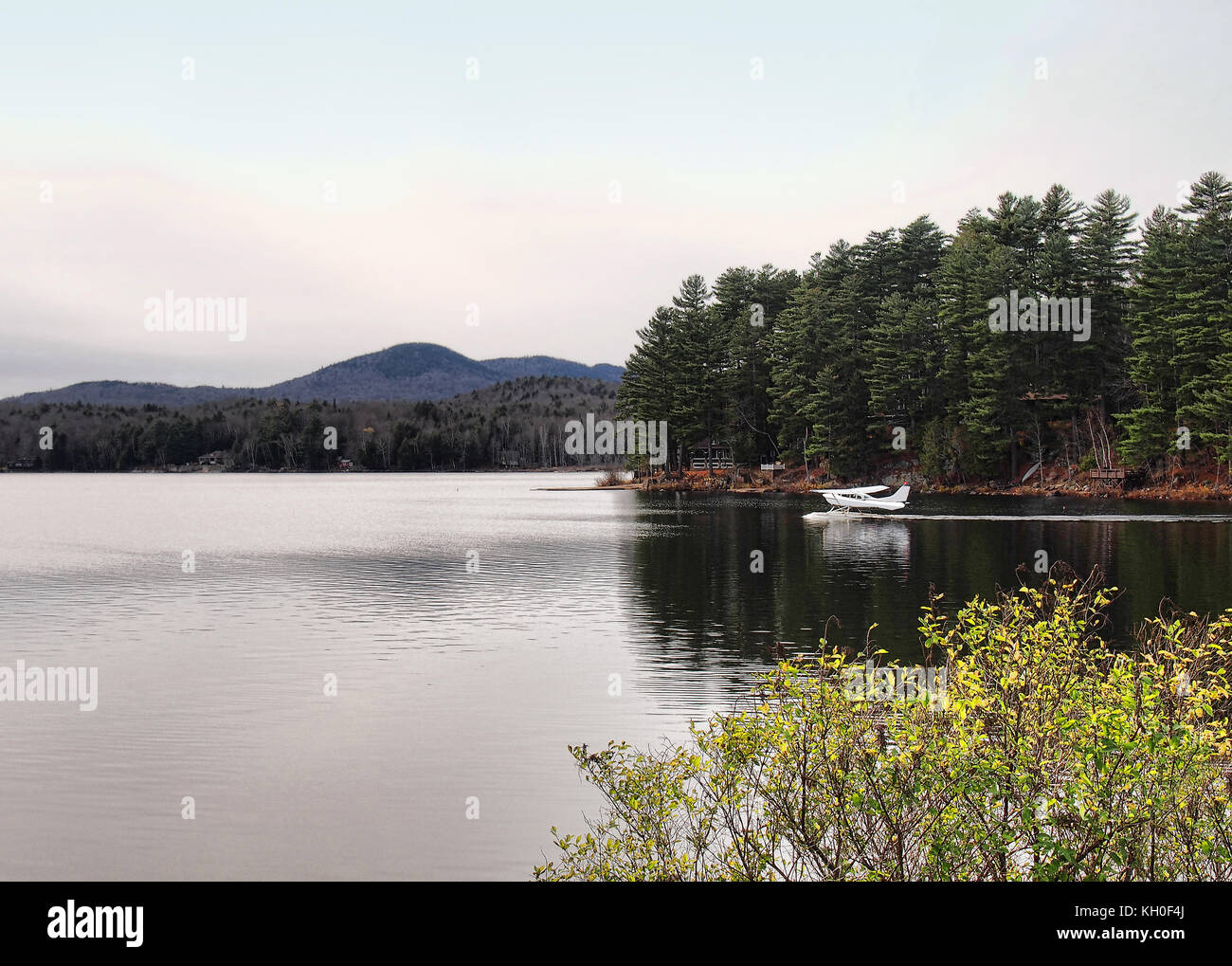 seaplane taking off from Long Lake, New York Stock Photo Alamy