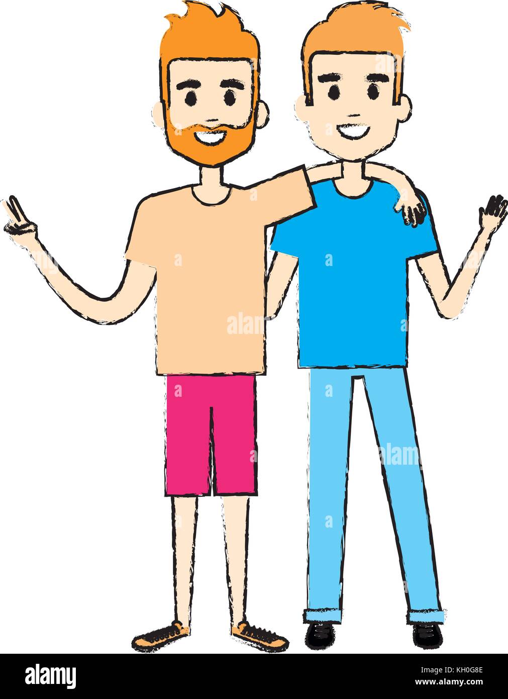 couple of male friends avatars vector illustration design Stock Vector ...