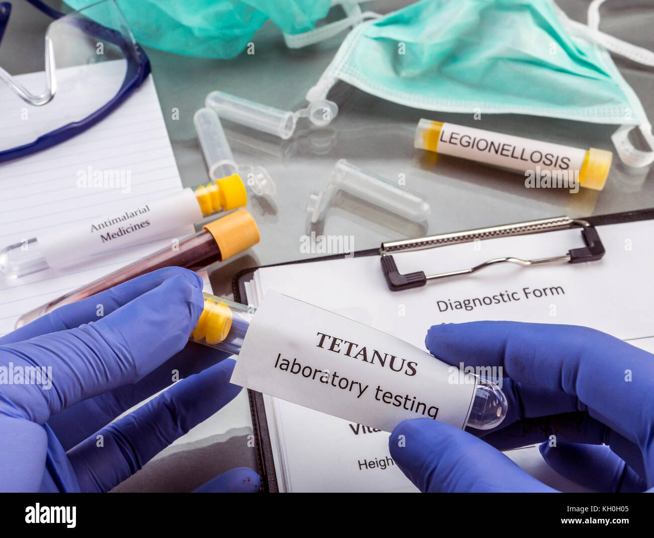 Doctor working with samples of contagious diseases in a clinical