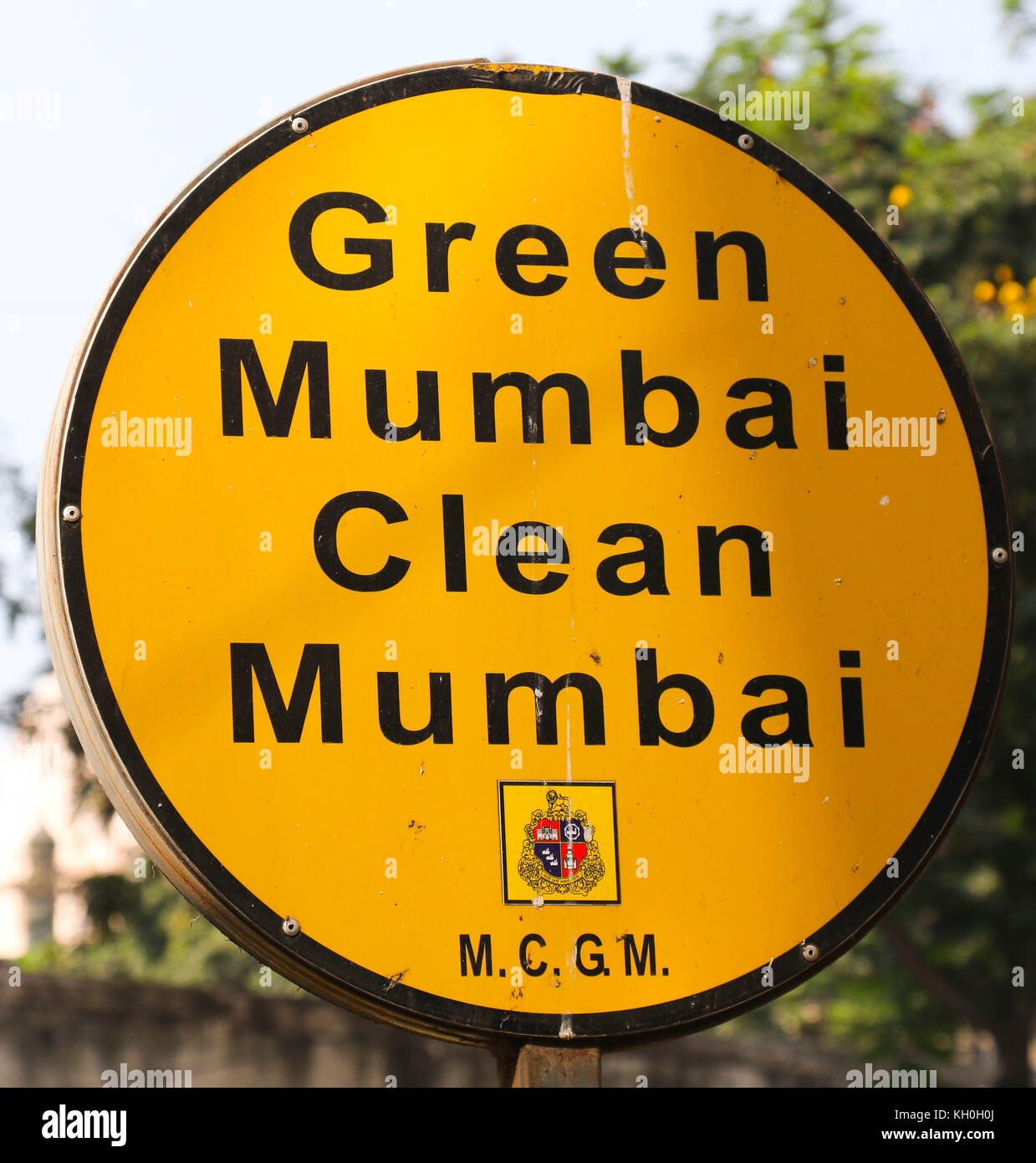 An environmental sign in Mumbai Stock Photo