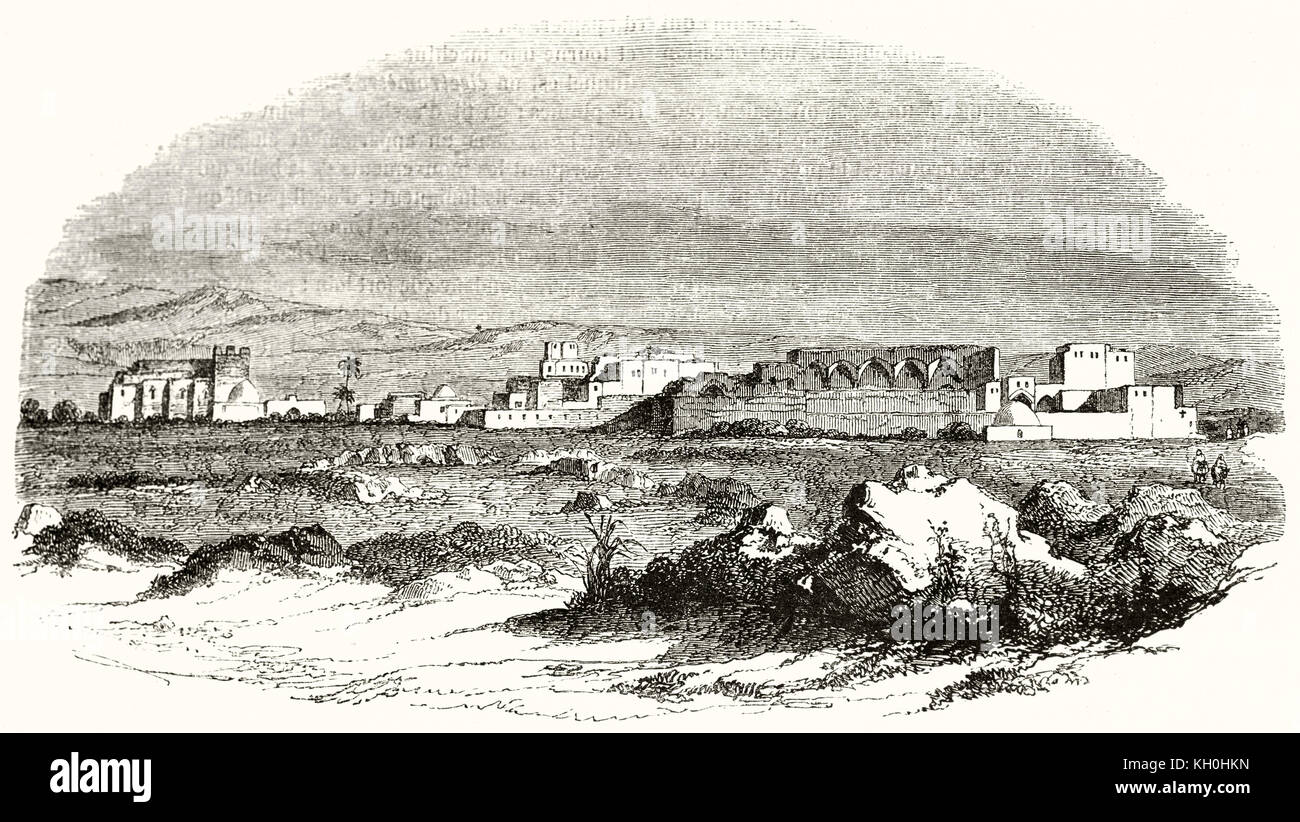 Old view of Tartus, Syria. After Leon de la Borde, publ. on Magasin Pittoresque, Paris, 1847 Stock Photo