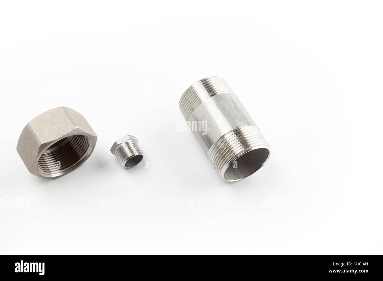 metal water valve fittings on a white background Stock Photo