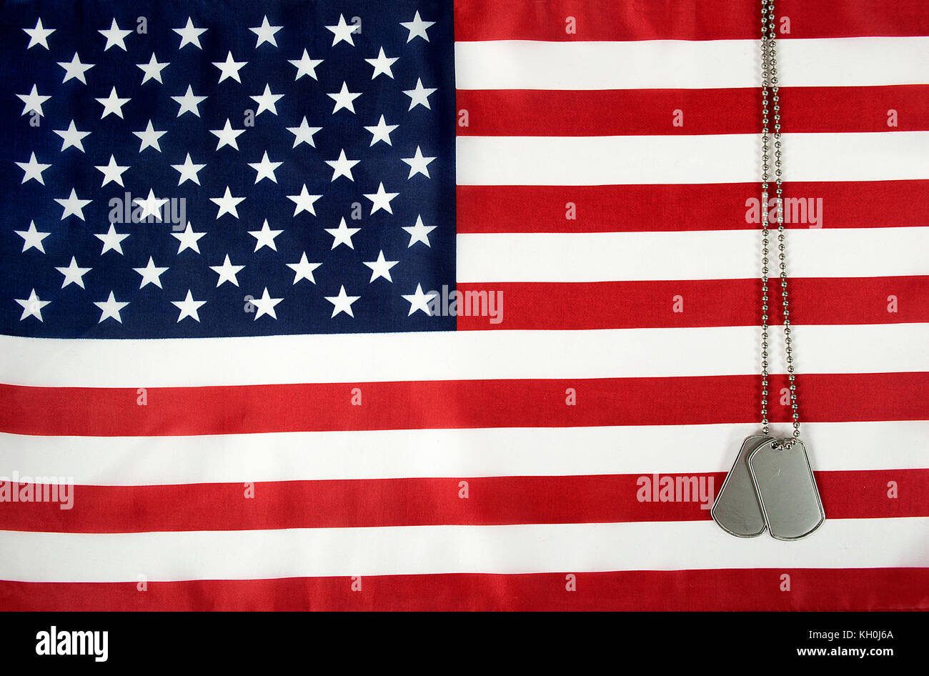 military dog tags on American flag Stock Photo - Alamy