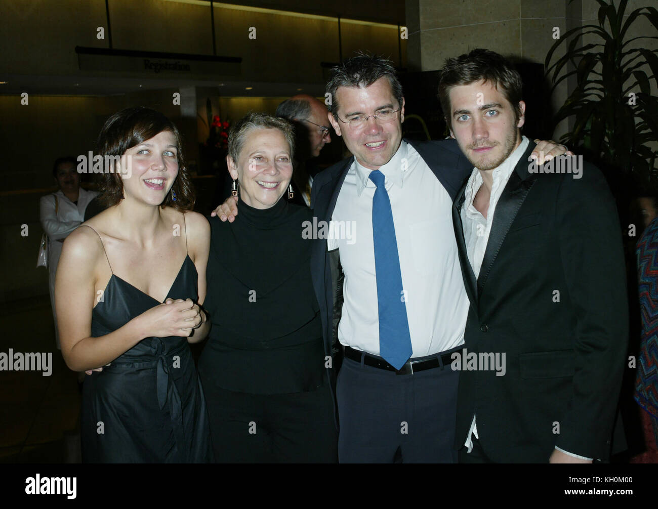 Maggie Gyllenhaal, her mother, Naomi Foner Gyllenhaal, her father, Stephen  Gyllenhaal, and brother Jake Gyllenhaal arrive at the ACLU Torch of Liberty  Awards on May 19, 2003 in Beverly Hills, California. Photo