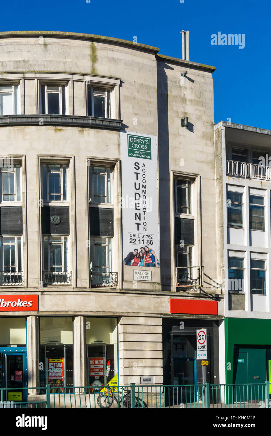 Advert for student accommodation at Derry's Cross, Plymouth. Stock Photo