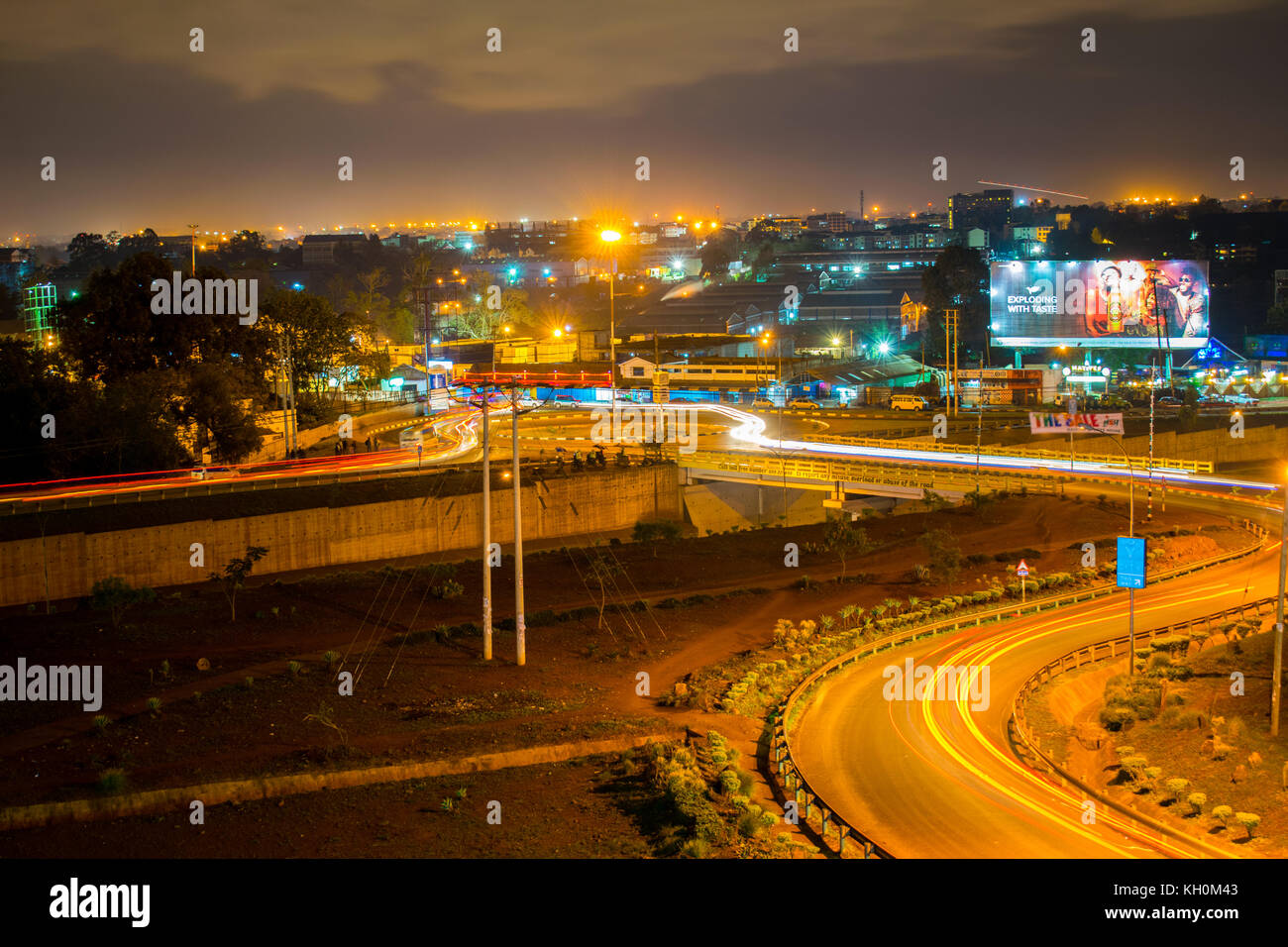 A long exposure of Exit 7 on Thika Superhighway, Nairobi, Kenya Stock Photo