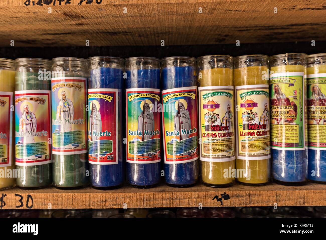 Votive candles on sale at the La Casa De La Santa Muerte or House of