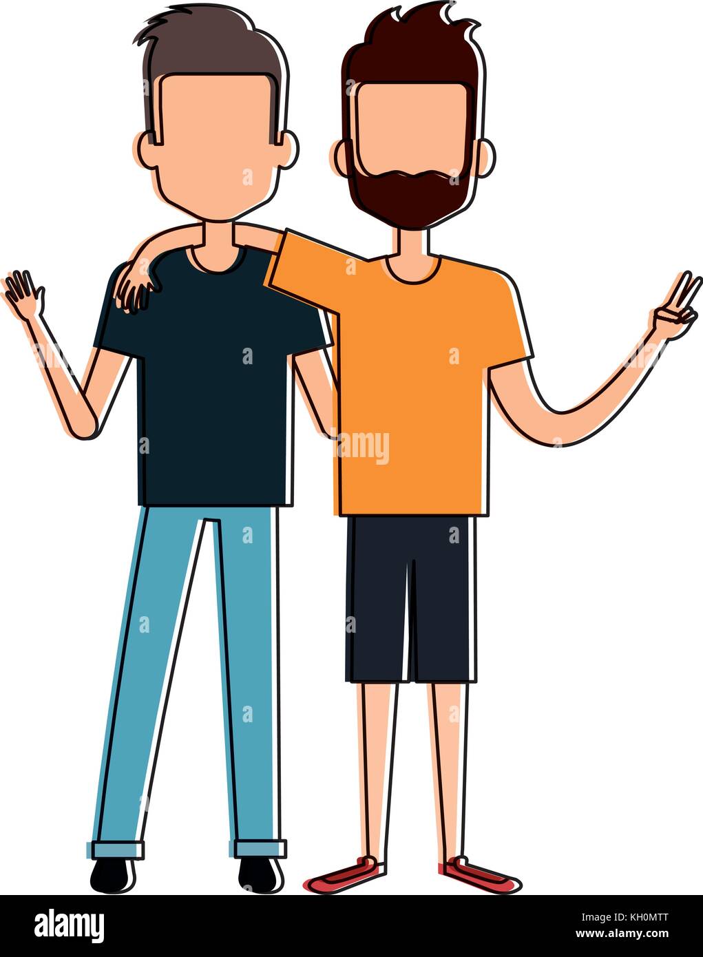 couple of male friends avatars vector illustration design Stock Vector ...