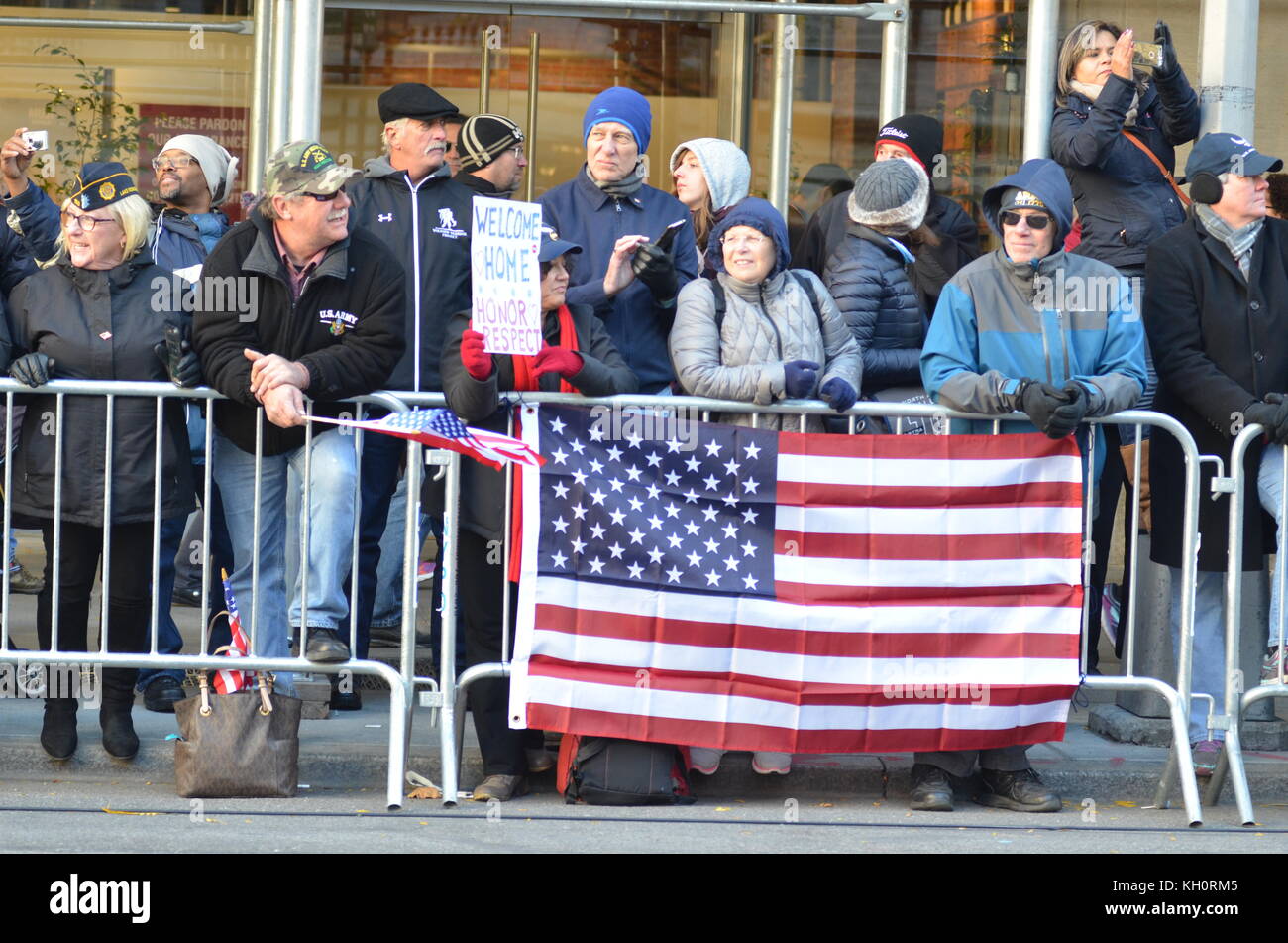 New York City, USA. 11th Nov, 2017. Veterans Day Parade on 5th Avenue in New York City. The largest Veterans Day event in the nation featuring tens of thousands of marchers, including more than 300 units. Credit: Ryan Rahman/Alamy Live News Stock Photo