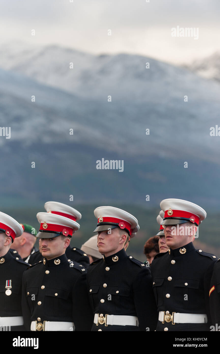 Spean Bridge, UK. 12th Nov, 2017. 12th November 2017 U.K The annual remembrance sunday service held at the commando memorial spean bridge is well attended during a beautiful autumn day Credit: Kenny Ferguson/Alamy Live News Stock Photo