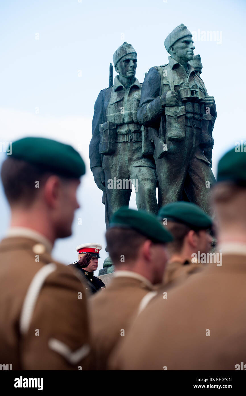 Spean Bridge, UK. 12th Nov, 2017. 12th November 2017 U.K The annual remembrance sunday service held at the commando memorial spean bridge is well attended during a beautiful autumn day Credit: Kenny Ferguson/Alamy Live News Stock Photo