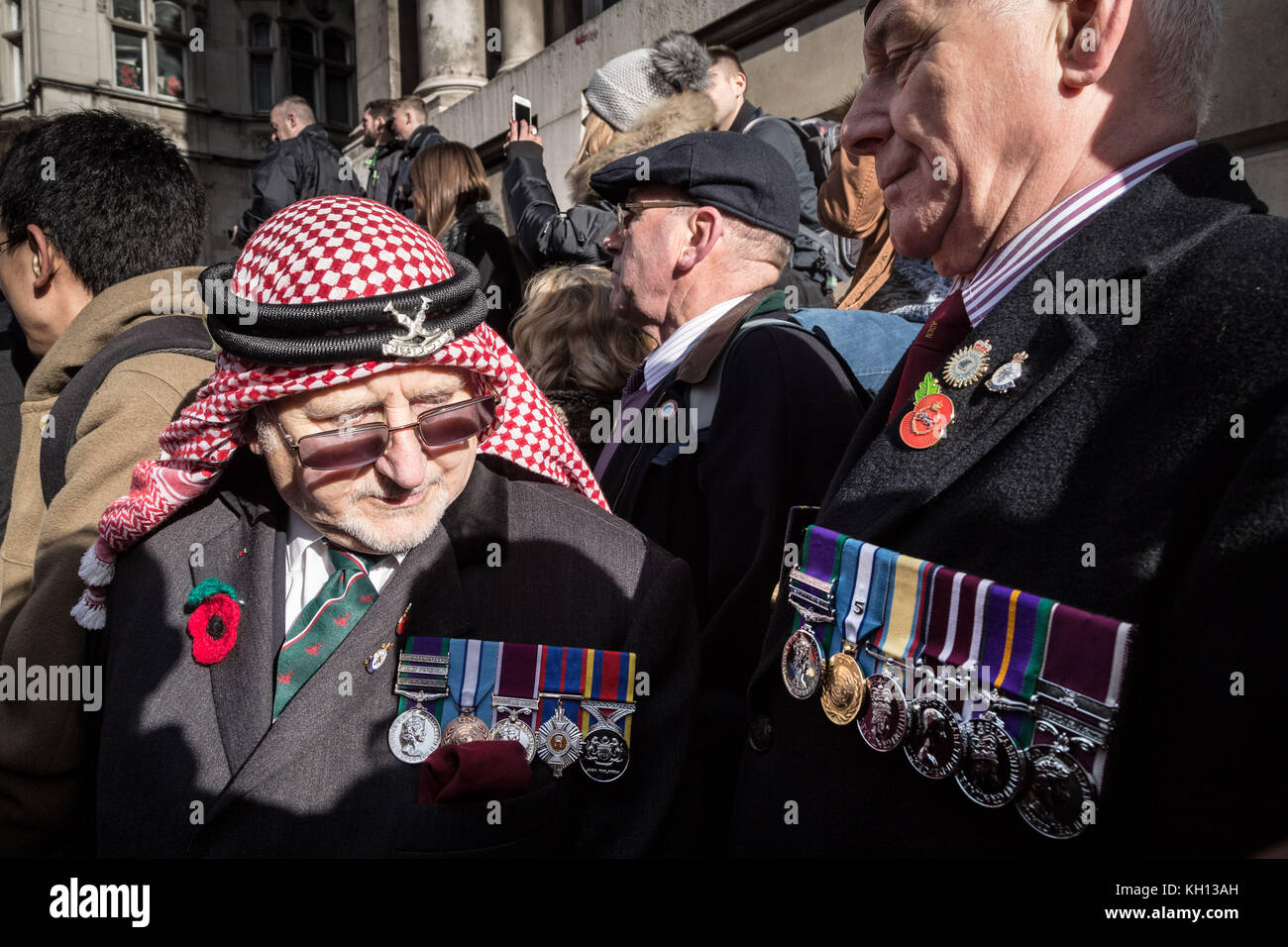 London, UK. 12th Nov, 2017. Members and veterans of the armed forces attend the annual Remembrance Sunday service and procession at the Cenotaph on Whitehall to pay tribute to those who have suffered or died during war. Credit: Guy Corbishley/Alamy Live News Stock Photo