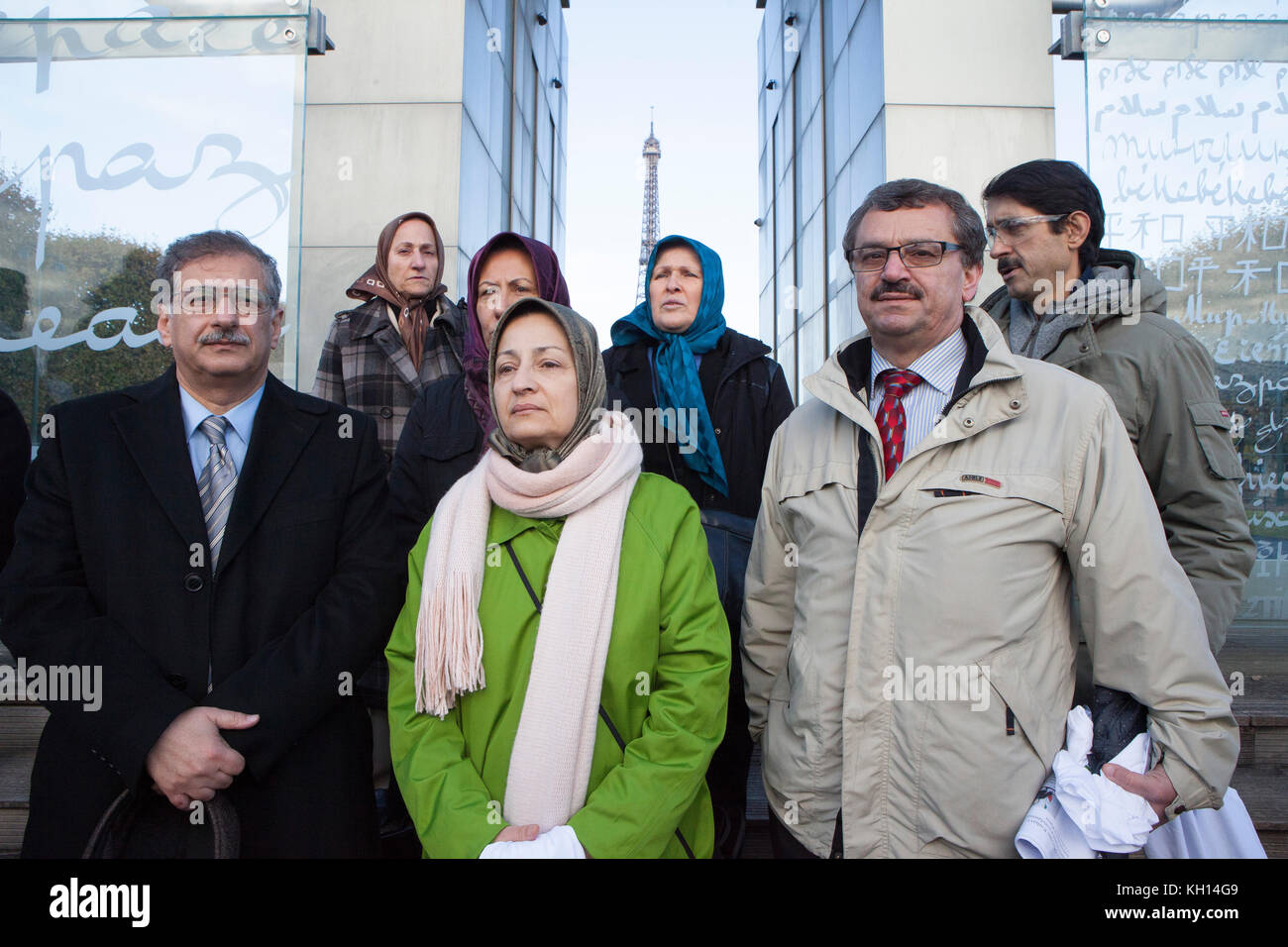 Paris, France. 13th Nov, 2017. Muslims honor the victims of the terrorist attacks in Paris on November 13, 2015. The Wall for Peace at the Champ de Mars in Paris. Representatives of the Iranian resistance express their solidarity with the French people. Credit: Siavosh Hosseini/Alamy Live News Stock Photo