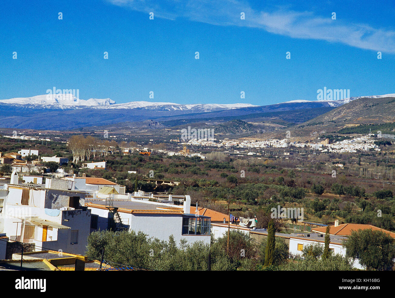 Laujar de Andarax viewed from Fuente Victoria. Las Alpujarras, Almeria province, Andalucia, Spain. Stock Photo