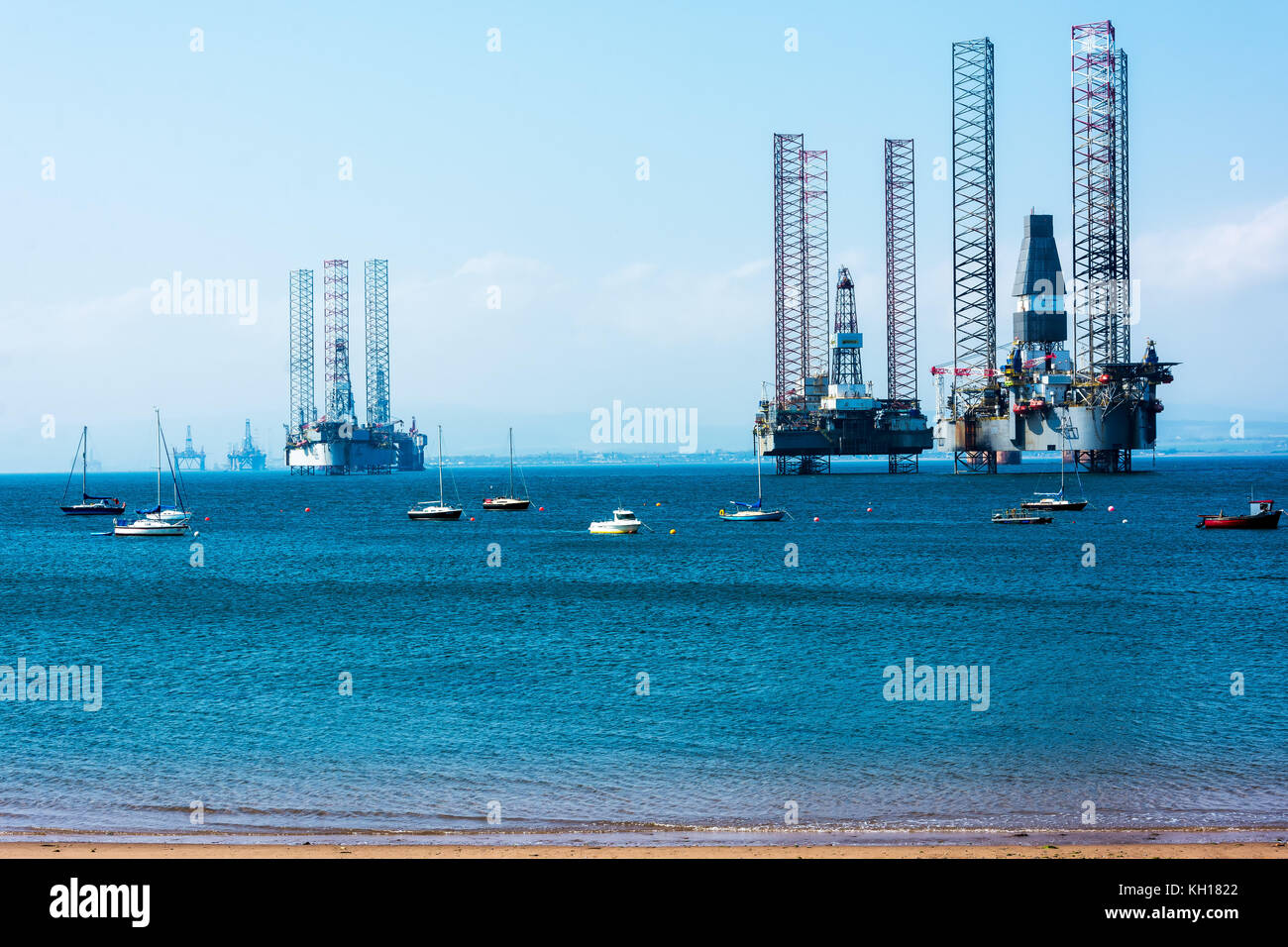 Oil Rigs in the Cromarty Firth, Scotland, United Kingdom Stock Photo