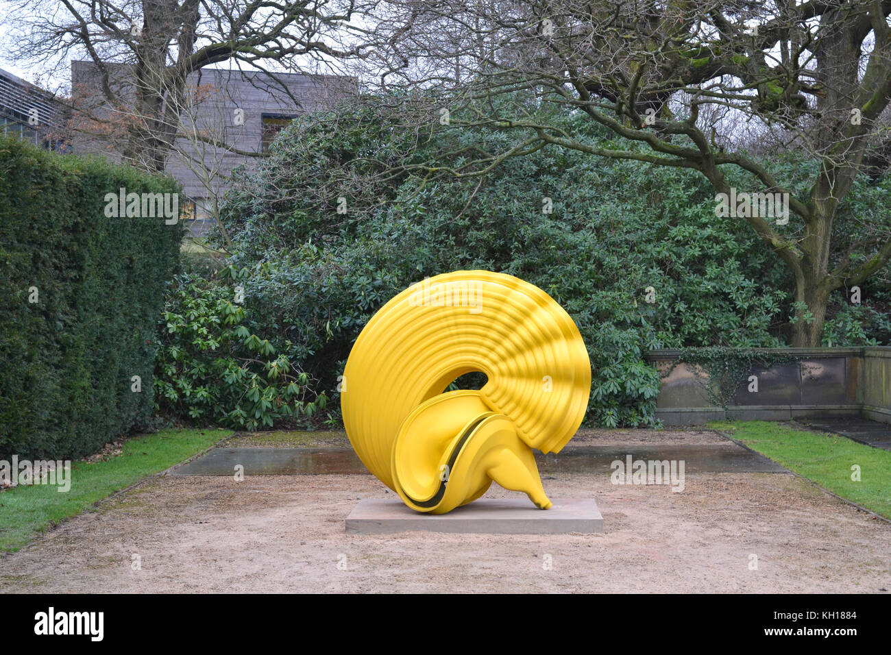 A sculpture by artist Tony Cragg on display on the formal terrace at Yorkshire Sculpture Park, 2016 Stock Photo