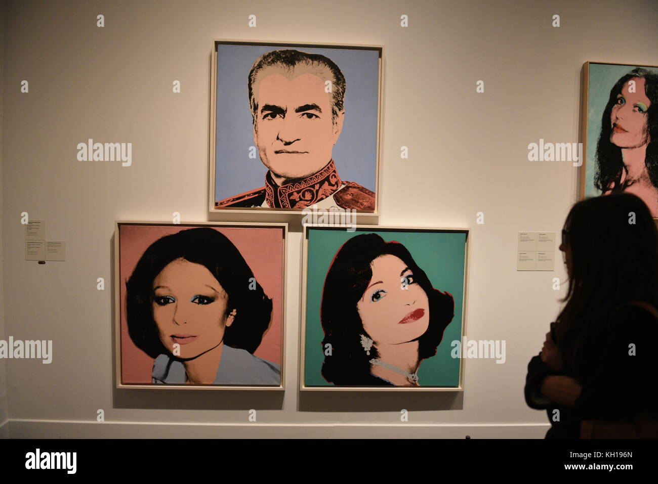 Barcelona, Spain. 11th Nov, 2017. A woman views an exhibition titled 'Andy Warhol: Mechanical Art' at Caixaforum art gallery in Barcelona. Credit: Jorge Sanz/Pacific Press/Alamy Live News Stock Photo