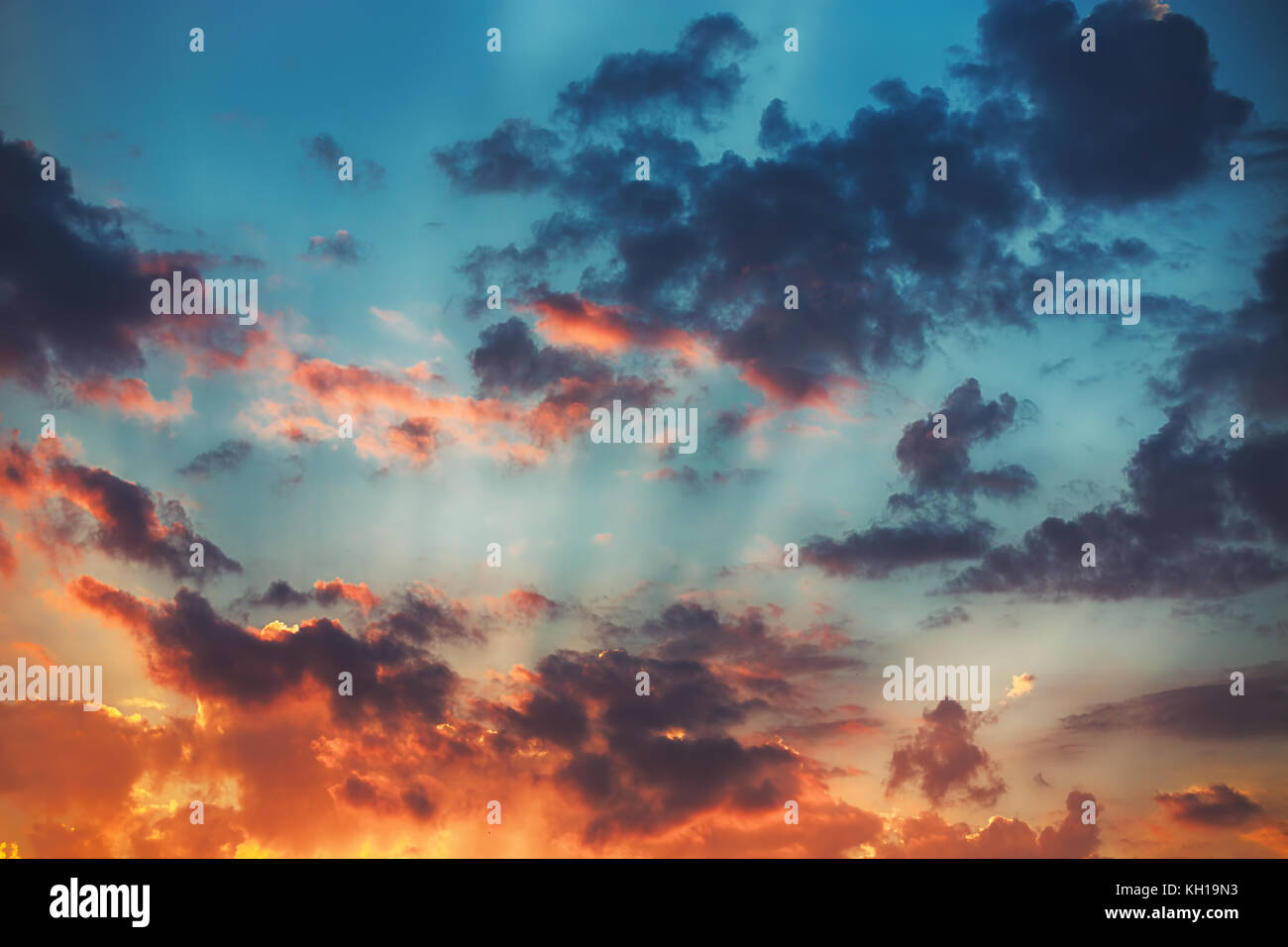 Sunset cloudscape. Beautiful sky sunrise with fluffy clouds Stock Photo ...