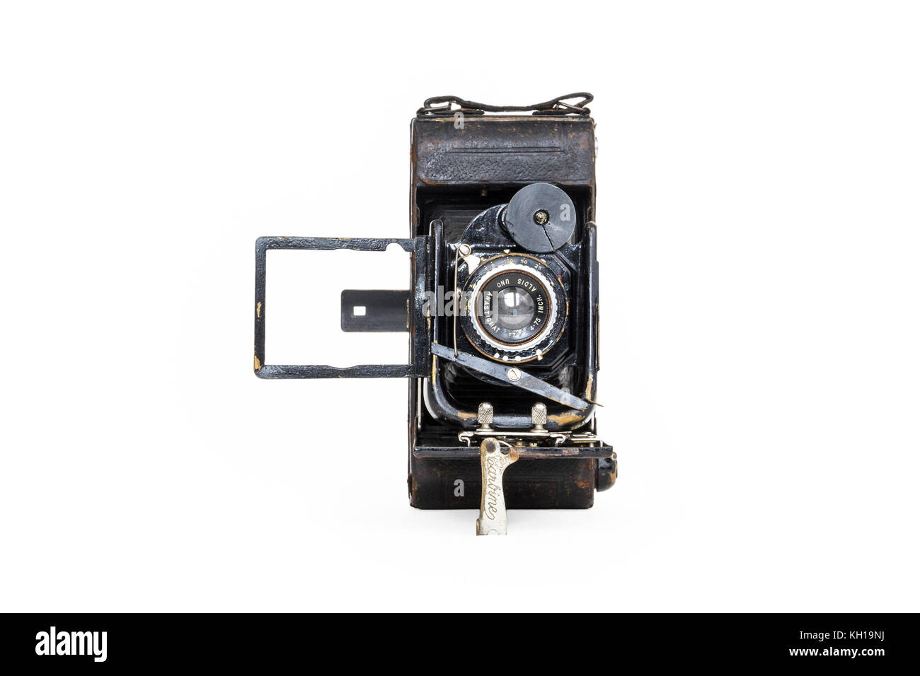 Early 20th Century Butchers Watch Pocket Carbine 120 roll film camera, 1910-1920, isolated against a white background Stock Photo