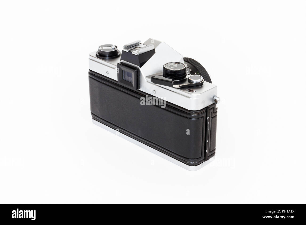 Praktica Super TL1000 35mm roll film SLR camera with 50mm Pentacon lens, 1980s, isolated against a white background Stock Photo