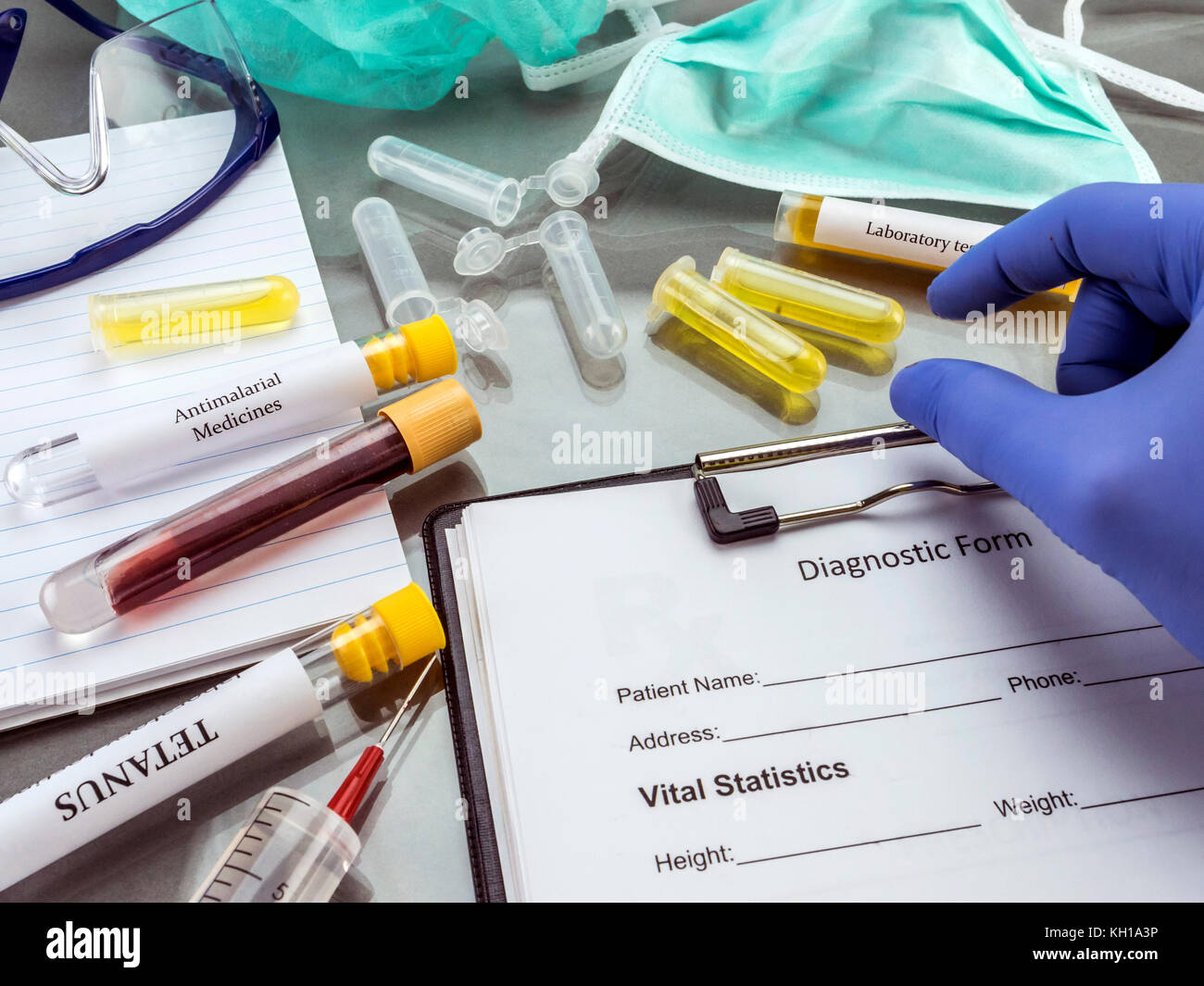 Doctor working with samples of contagious diseases in a clinical