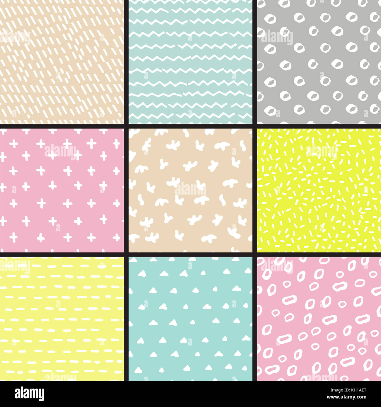 Cute seamless pattern with hand drawn elements for fabric, backgrounds, scrapbook  paper Stock Vector
