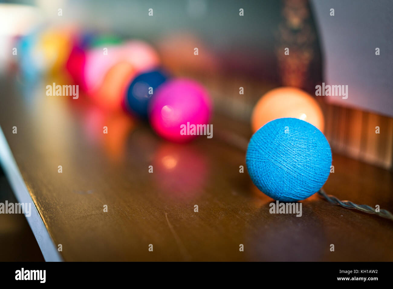 Decoration Detail of Coloful Small Spheres with light inside them, on ...