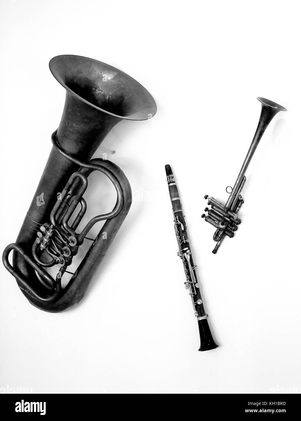 Beautiful brass instruments on the wall photographed in closeup Stock Photo Alamy