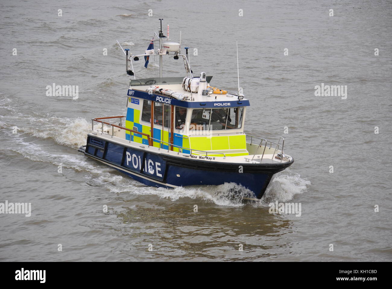 London Police boat patrolling the River Thames in London Stock Photo