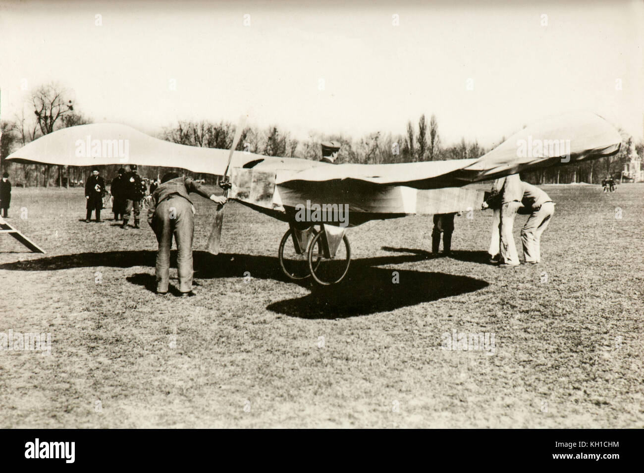 Bleriot with his 'Canard' on April the 5th, 1907 his flihjt lasted 5 or 6 minues Stock Photo