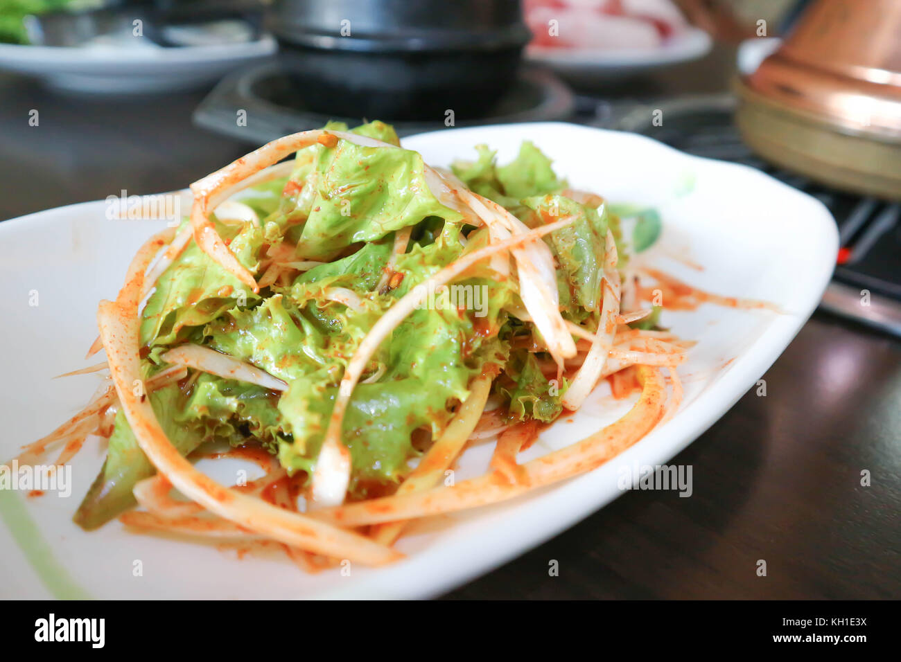 lettuce salad with kimchi or Korean salad Stock Photo Alamy