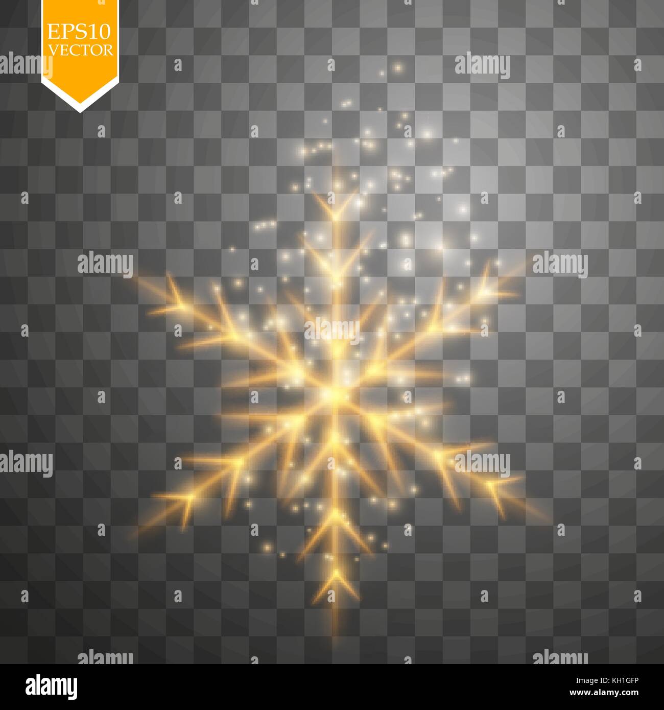 Shine gold snowflake with glitter isolated on transparent background ...