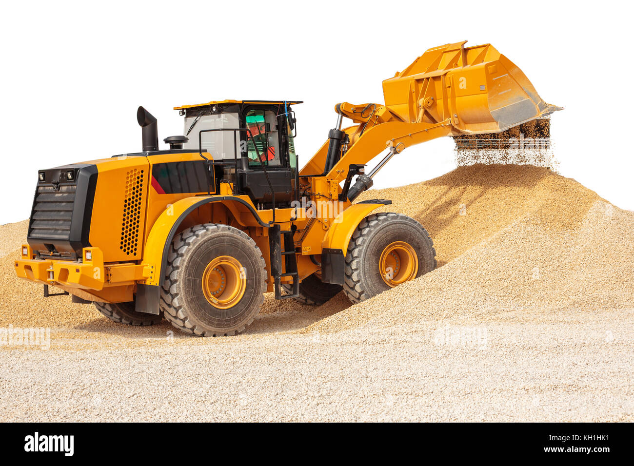 Backhoe loader or bulldozer - excavator with clipping path isolated on white background Stock Photo
