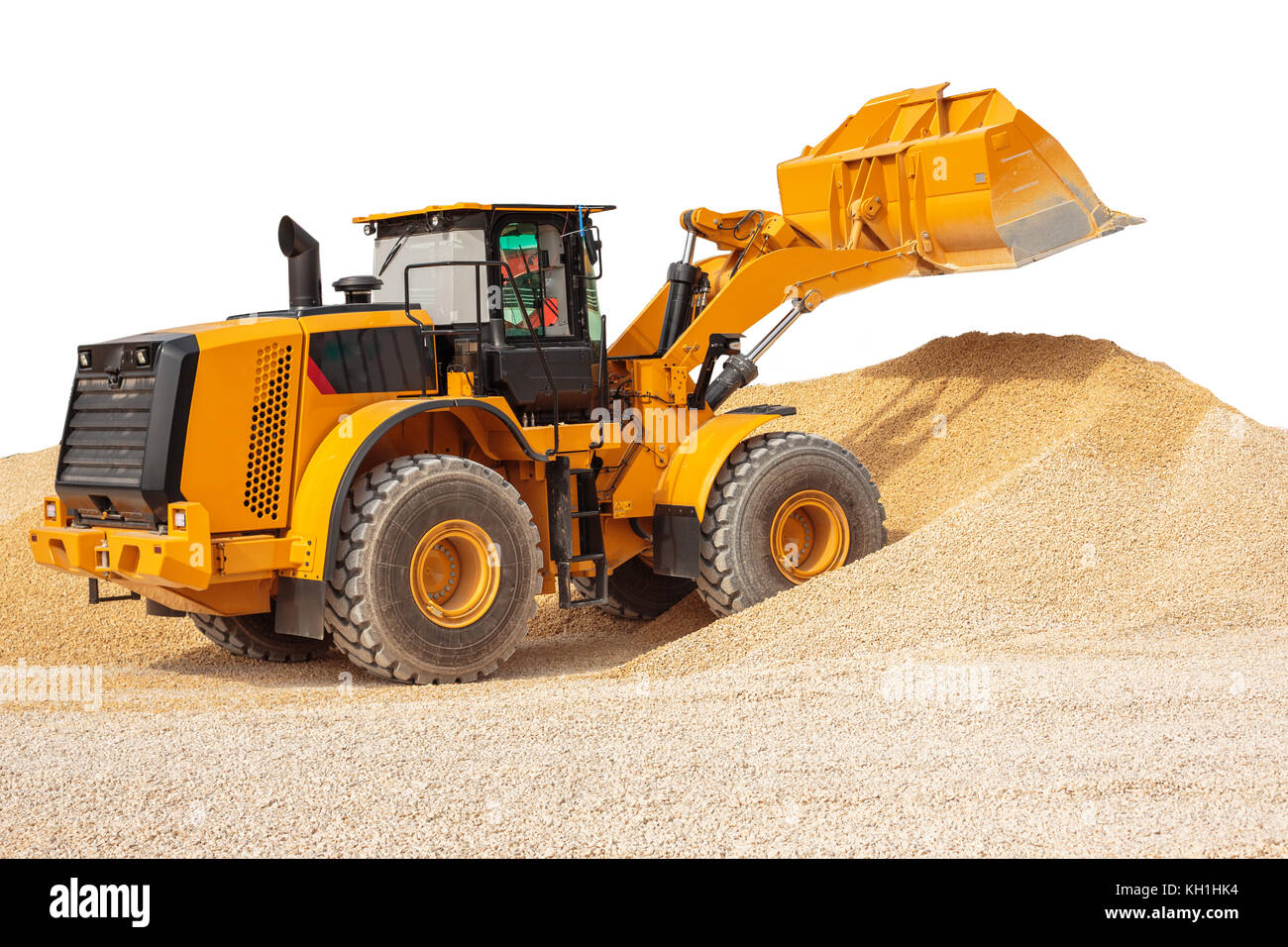 Backhoe loader or bulldozer - excavator with clipping path isolated on white background Stock Photo