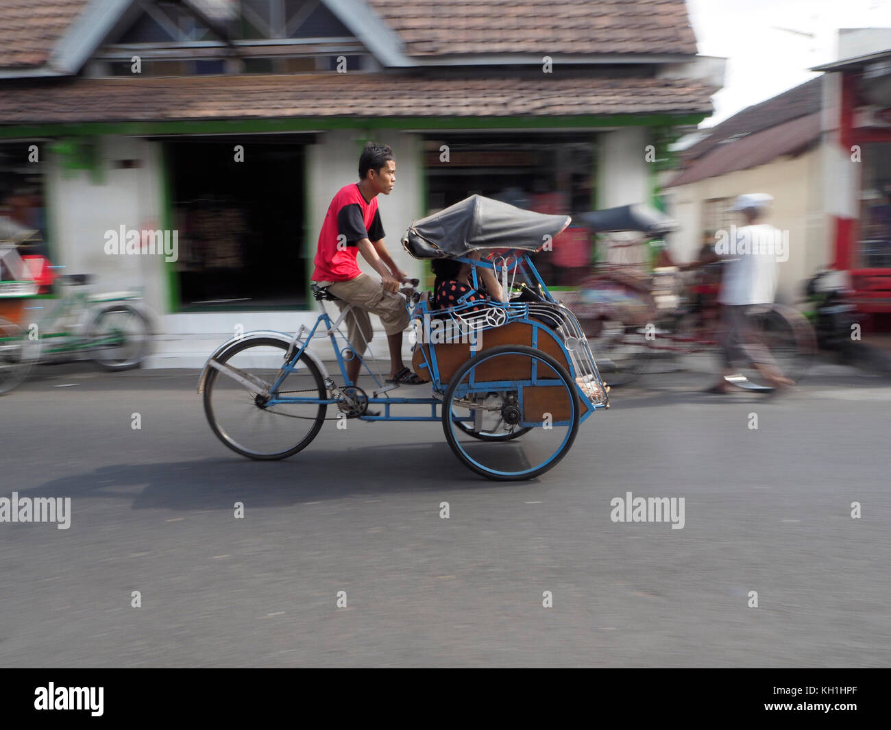 Padicab in Jogjakarta, Central Java, Indonesia. Stock Photo