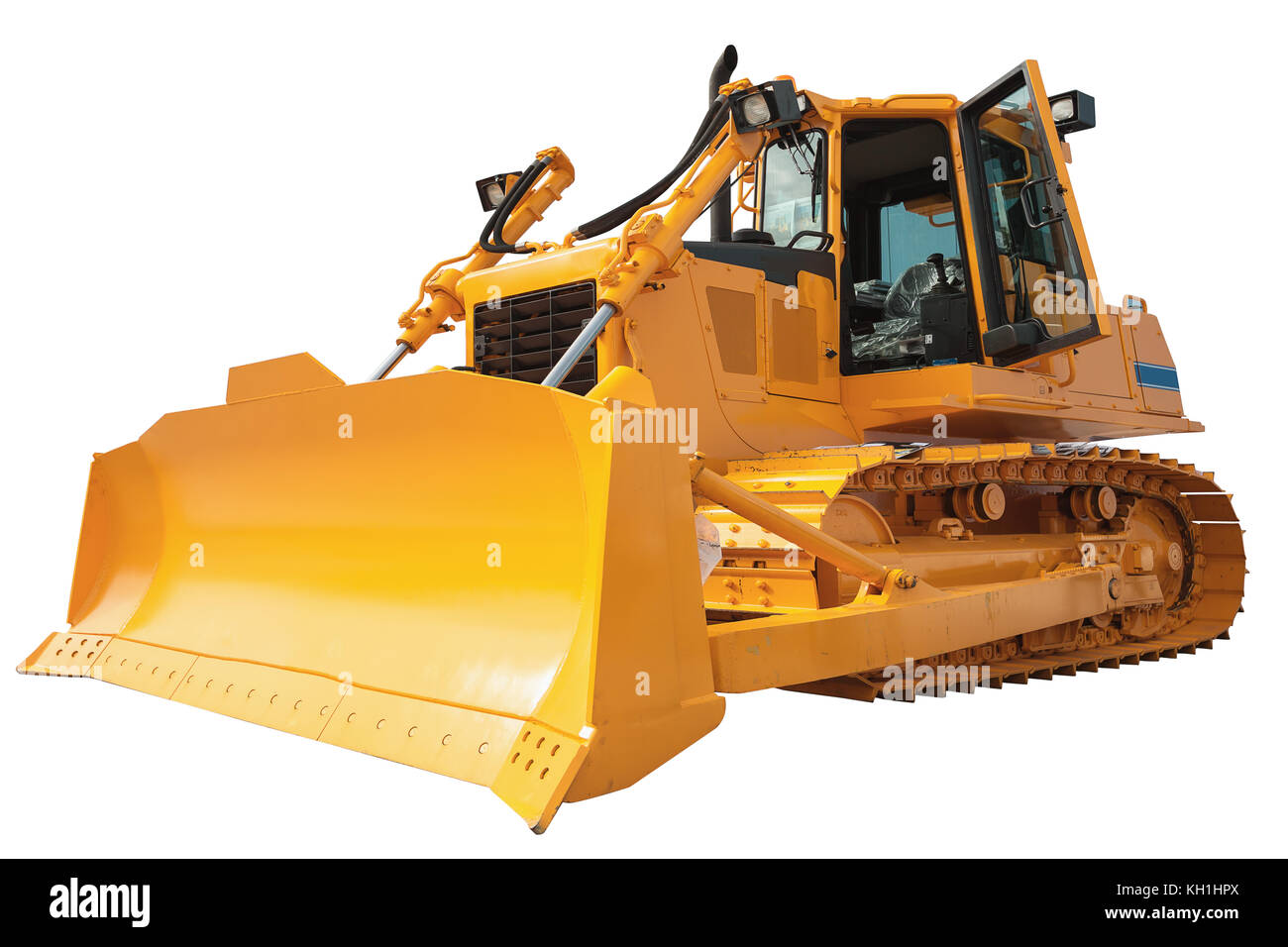 New modern loader or bulldozer - excavator isolated on white background with clipping path Stock Photo