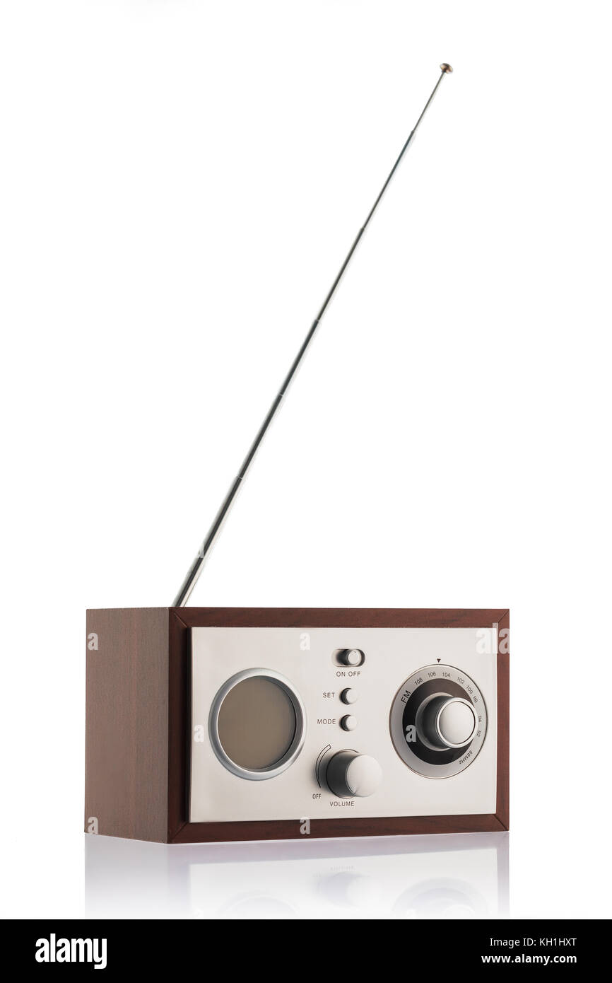 Stylish retro radio with antenna isolated on white background Stock Photo -  Alamy