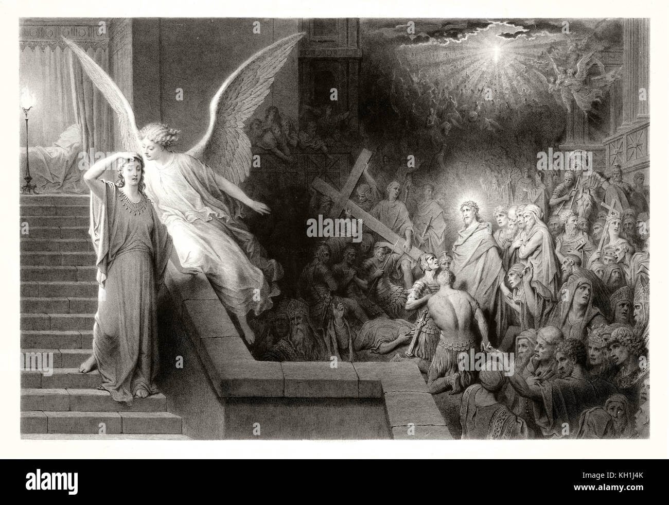 Reproduction of The Dream of Pilate's Wife, Biblical illustration by Gustav Dore. Publ. in London, 1883 Stock Photo