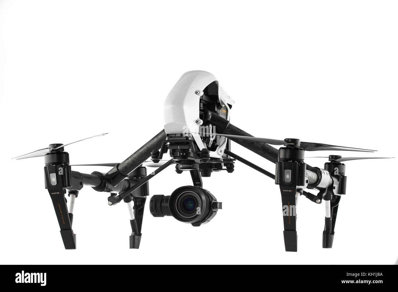 Varna, Bulgaria - April 22 ,2016: Image of DJI Inspire 1 Pro drone UAV quadcopter which shoots 4k video and 16mp still images  and is controlled by wi Stock Photo