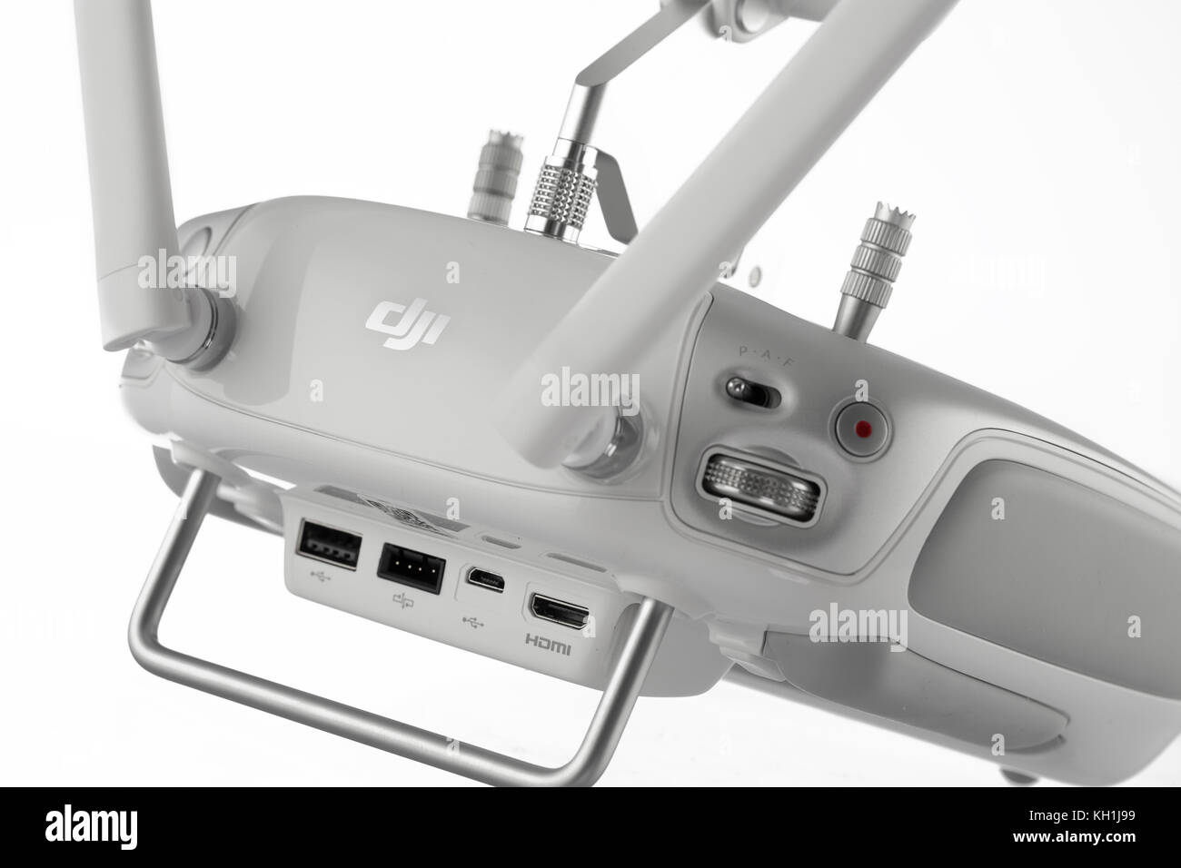 Varna, Bulgaria - April 23 ,2016: ImageRemote controler of DJI Inspire 1 Pro drone UAV quadcopter which shoots 4k video and 16mp still images  and is  Stock Photo