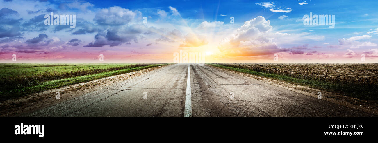 Highway road. Forward direction. Outdoor trip panorama Stock Photo - Alamy