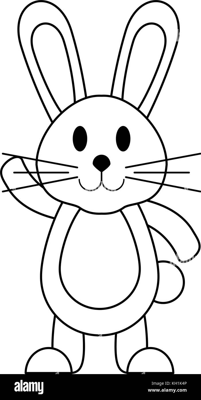 cute rabbit black and white clipart