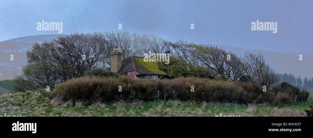 Megan Boyd's Cottage, Kintradwell, Brora, Sutherland, Scotland Stock Photo