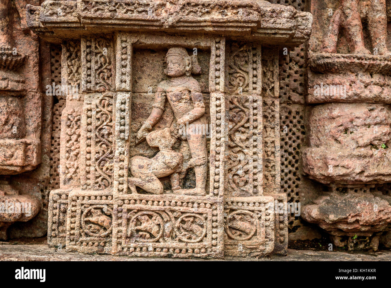 Stone carving at Konark Sun temple, Puri. Stock Photo