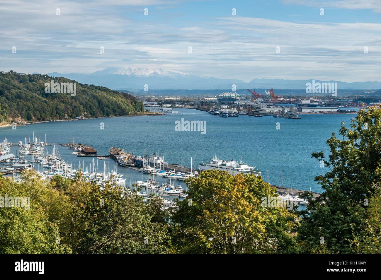 A view of the Port of Tacoma and Mount Rainier Stock Photo - Alamy