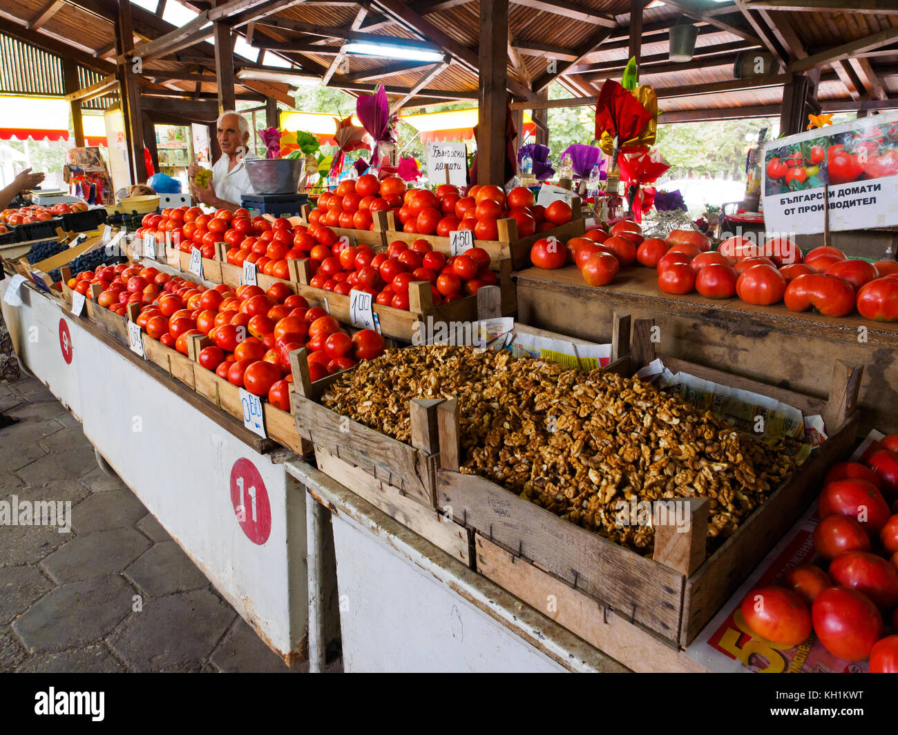 A fruit market in Haskovo. Stock Photo