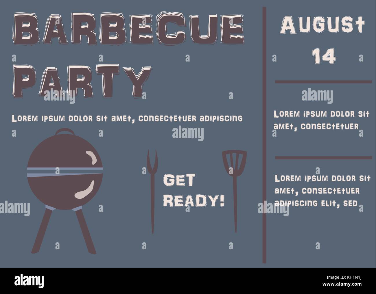 Barbecue Party Poster on dark brown. Vector Illustration Stock Vector ...