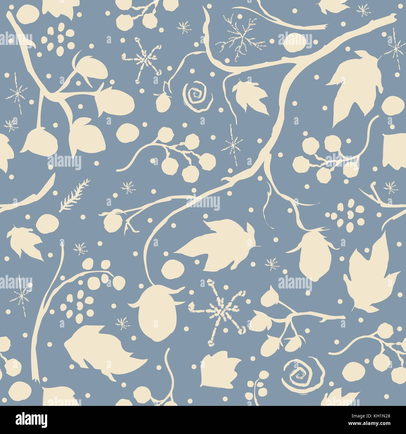 Seamless Winter Pattern with cute hand drawn elements. Vector ...