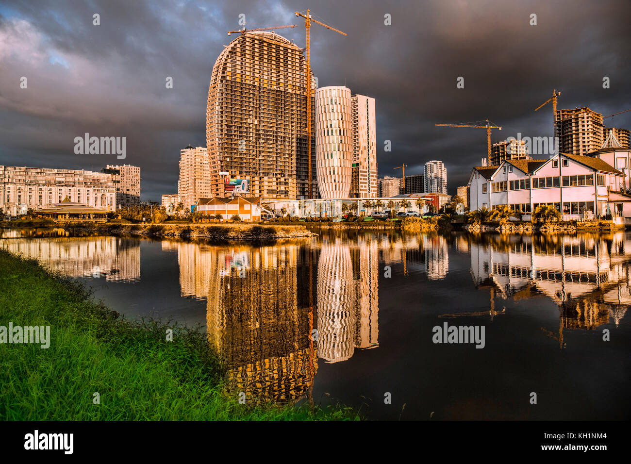 Beautiful Mirror City in Batumi, Georgia Stock Photo